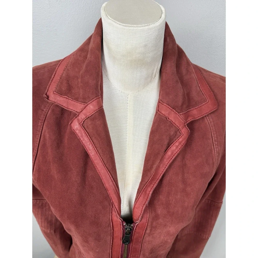 Vintage The Territory Ahead Red Suede Leather Jacket XS Boho Western Retro‎ Y2K - Picture 4 of 15